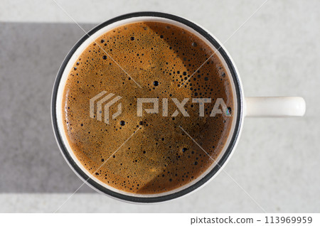 Top view traditional cup of Turkish coffee on an abstract background. 113969959