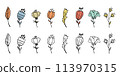 Cute hand drawn flowers, vector set 113970315
