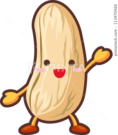 Cute cashew nut character raising hand 113970488