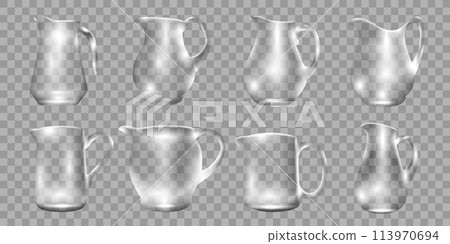 Glass jugs, pitchers 3d realistic vector collection 113970694