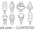 Hand drawn set of doodle with different ice cream types 113970710