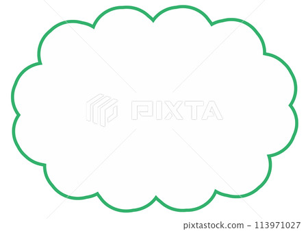A simple green speech bubble in the shape of a cloud 113971027
