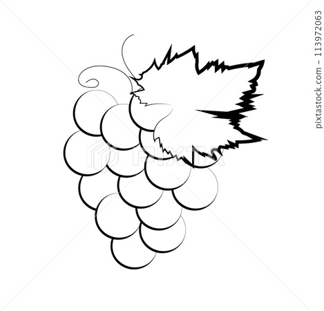The grape logo. A sketch in the thin lines of the silhouette of a bunch of grapes 113972063