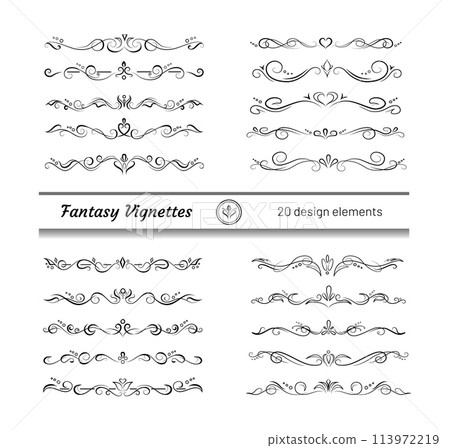 20 fantasy text delimiters, borders, vignettes 113972219