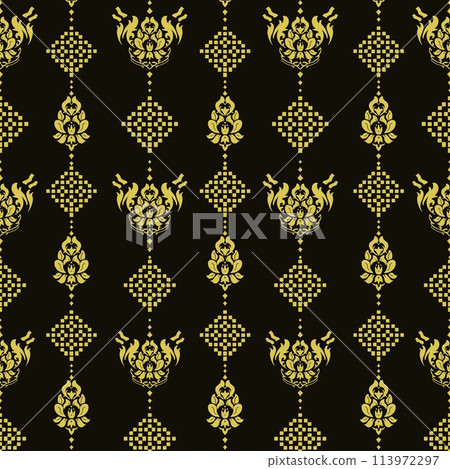 Middle East. Rich golden hues adorn intricate patterns, paying homage to the cultural heritage of the region. Against a striking black backdrop, these golden motifs stand out with unparalleled eleganc Middle East. Rich golden hues adorn intricate patterns, paying homage to the cultural heritage of the region. Against a striking black backdrop, these golden motifs stand out with unparalleled eleganc 113972297