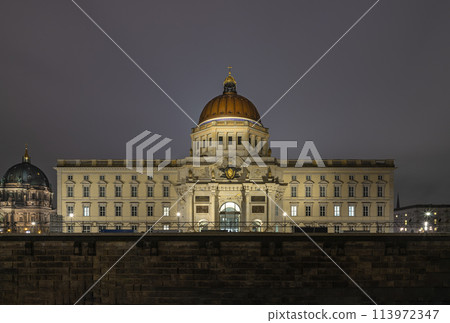 The Berlin Palace (Berliner Schloss) at night, which houses the Humboldt Forum museum building. The Berlin Palace (Berliner Schloss) at night, which houses the Humboldt Forum museum building. 113972347