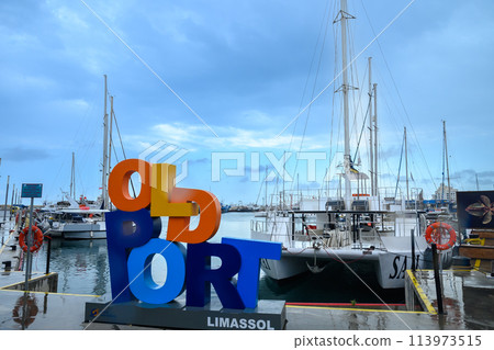 color inscription Old Port in Limassol Cyprus color inscription Old Port in Limassol Cyprus 113973515
