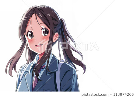Smiling high school girl in uniform (AI generated image) Smiling high school girl in uniform (AI generated image) 113974206