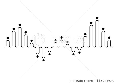 Sound wave. Audio digital equalizer technology, musical pulse vector Illustration. Voice line waveform or volume level symbol. Curve radio wave 113975620