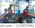 Business team work together and combine pieces of gears. Partnership and integration concept 113975942