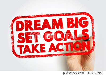 Dream Big Set Goals Take Action text stamp, concept background Dream Big Set Goals Take Action text stamp, concept background 113975955