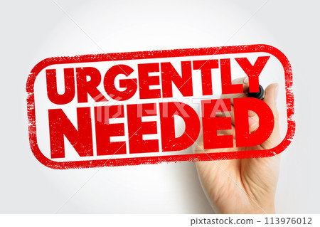 Urgently Needed text stamp, concept background 113976012