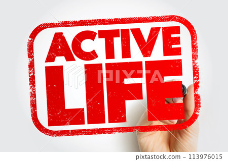 Active Life text stamp, concept background 113976015