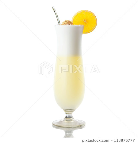 Ramos Gin Fizz glass tall and slender containing a rich creamy gin and citrus cocktail Ramos Gin Fizz glass tall and slender containing a rich creamy gin and citrus cocktail 113976777