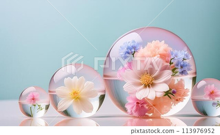Beautiful image of water drops and flowers 113976952