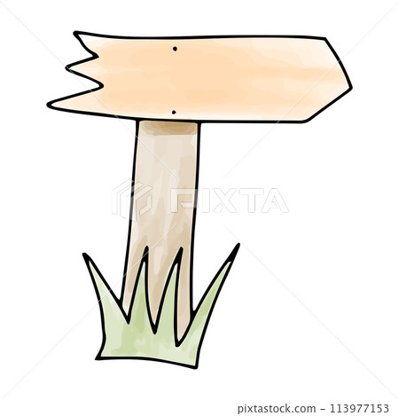 Path indicator, watercolor doodle element. Vector illustration. 113977153