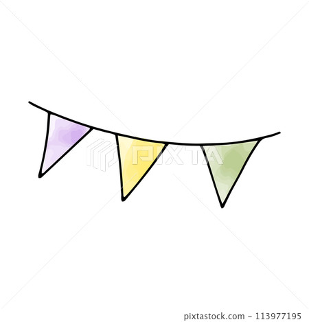 Garland with flags, watercolor doodle element. Vector illustration. Garland with flags, watercolor doodle element. Vector illustration. 113977195