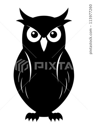 owl sitting vector silhouette black one owl sitting vector silhouette black one 113977260