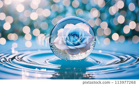 Rose in the water drops 113977268