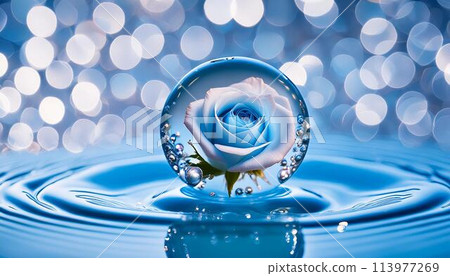 Rose in the water drops 113977269