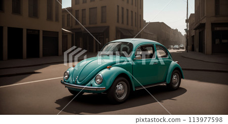 Retro car beetle on the streets of a big city Retro car beetle on the streets of a big city 113977598