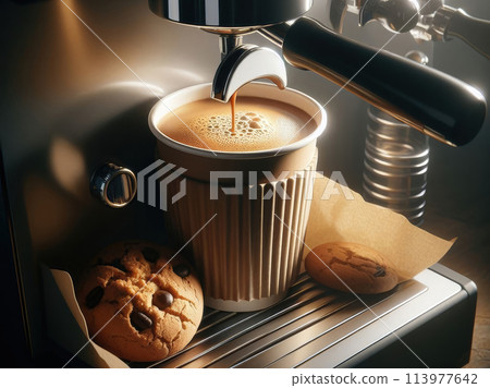cup of coffee and cookies 113977642