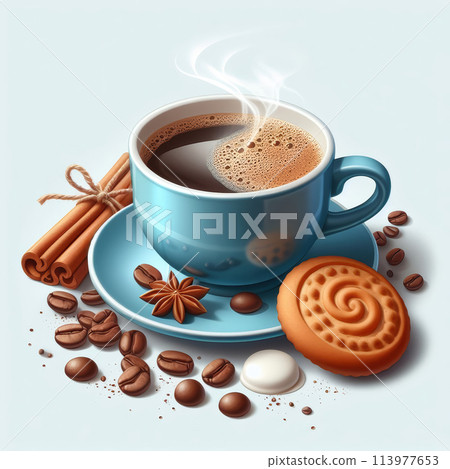 cup of coffee with marshmallows cup of coffee with marshmallows 113977653