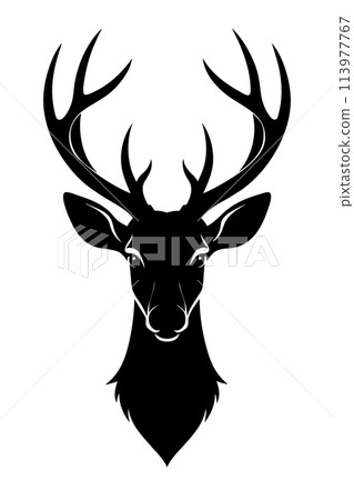 vector illustration of deer head silhouette with antlers vector illustration of deer head silhouette with antlers 113977767
