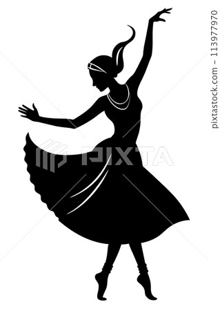 Indian dancer in silhouette 113977970