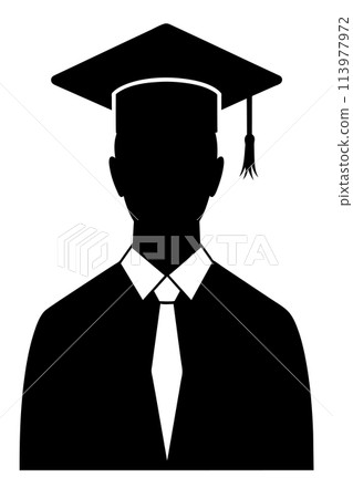 Graduated man silhouette vector on white, education 113977972