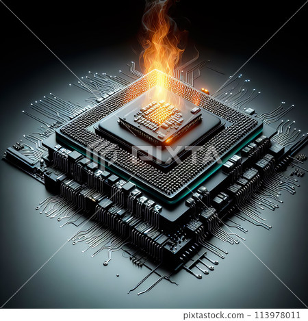 computer motherboard with burning 113978011