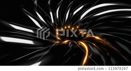 Large metal object in black and white 3d render illustration 113978167