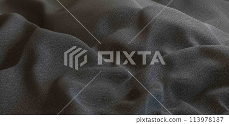 Close up of bed with black comforter 3d render illustration Close up of bed with black comforter 3d render illustration 113978187
