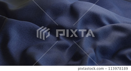 Close up of blue cloth with blurry background 3d render illustration Close up of blue cloth with blurry background 3d render illustration 113978189