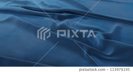 Close up view of blue fabric 3d render illustration 113978195