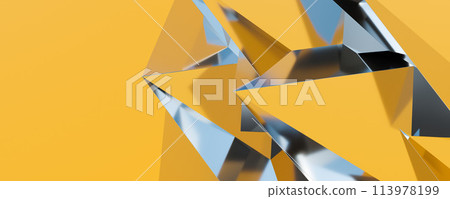 Yellow and black abstract background with triangles 3d render illustration Yellow and black abstract background with triangles 3d render illustration 113978199