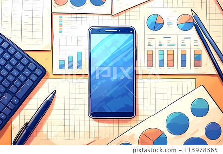 智慧型手機放在辦公桌上 智慧型手機放在辦公桌上 113978365