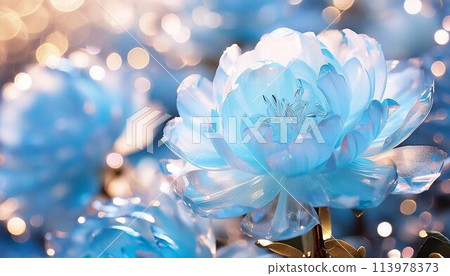 Fantastic transparent blue peony flower 113978373