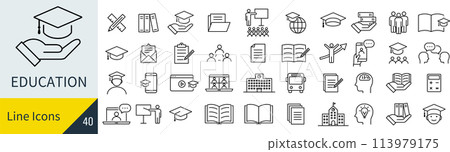向量教育線描圖標集 113979175