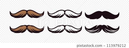 Hipster Mustache. Cartoon Face Party Decoration Set. Classic Mustache, Fathers Day Symbol. Italy Mustache Icon, Vector Illustration Hipster Mustache. Cartoon Face Party Decoration Set. Classic Mustache, Fathers Day Symbol. Italy Mustache Icon, Vector Illustration 113979212