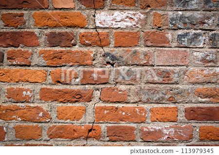 Old red brick wall background, wide panorama of masonry 8 Old red brick wall background, wide panorama of masonry 8 113979345