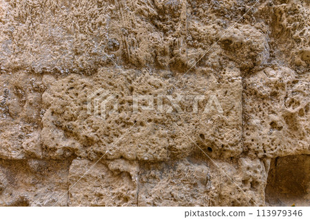Background of ancient brick wall. Texture of old amphitheater stone 1 Background of ancient brick wall. Texture of old amphitheater stone 1 113979346