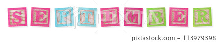 September concept with wood blocks September concept with wood blocks 113979398