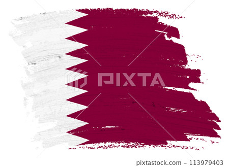 Qatar flag paint splash brushstroke 113979403