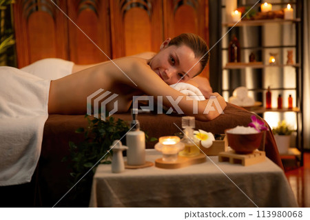 Aromatherapy massage ambiance or spa salon composition setup. Quiescent Aromatherapy massage ambiance or spa salon composition setup. Quiescent 113980068