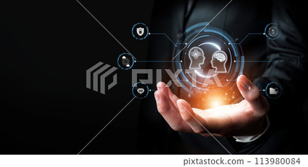 Human interact with AI artificial intelligence brain process generative AI FaaS 113980084