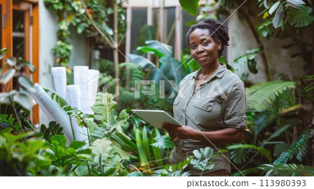 The architect designing garden for resident and filled with green plant. AIG43. The architect designing garden for resident and filled with green plant. AIG43. 113980393