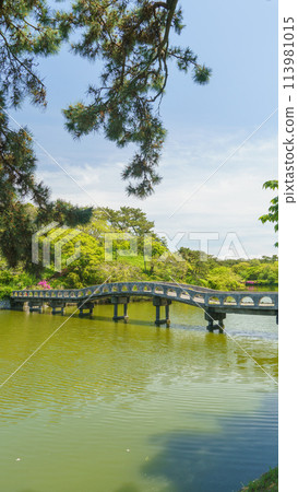 [Futtsu City, Chiba Prefecture] Chiba Prefectural Futtsu Park, Nakanoshima Island | Bridge over the pond 113981015