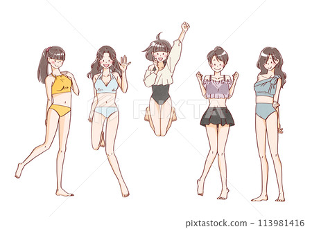 Swimsuit women set 5 people 113981416