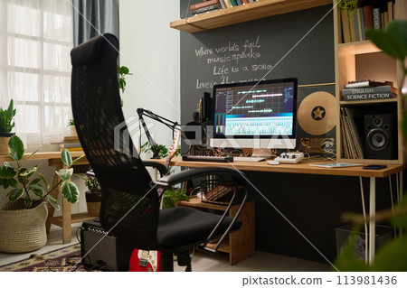 Workplace of modern musician in studio Workplace of modern musician in studio 113981436